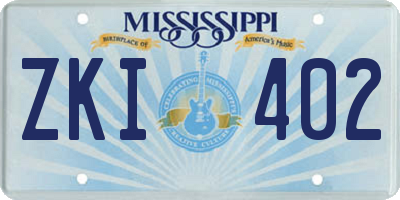 MS license plate ZKI402