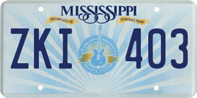 MS license plate ZKI403