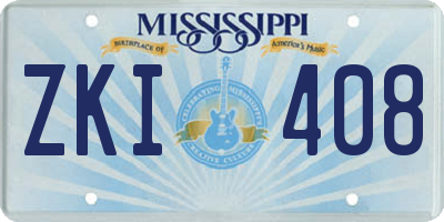MS license plate ZKI408
