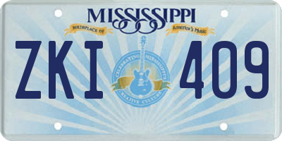 MS license plate ZKI409
