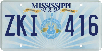 MS license plate ZKI416