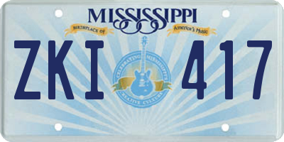 MS license plate ZKI417