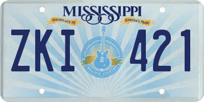 MS license plate ZKI421