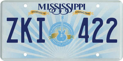 MS license plate ZKI422