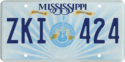 MS license plate ZKI424