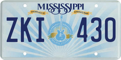 MS license plate ZKI430