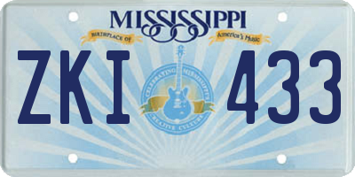 MS license plate ZKI433