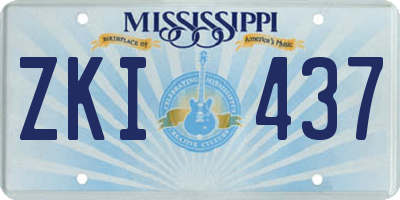 MS license plate ZKI437
