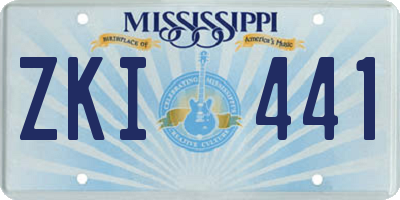 MS license plate ZKI441