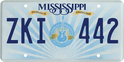 MS license plate ZKI442