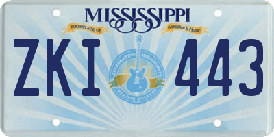MS license plate ZKI443