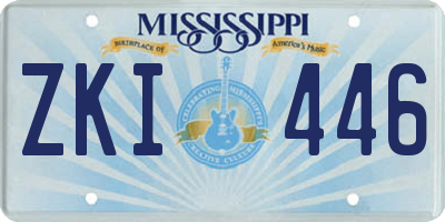 MS license plate ZKI446