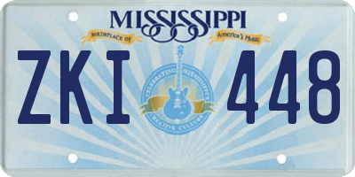MS license plate ZKI448