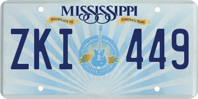 MS license plate ZKI449