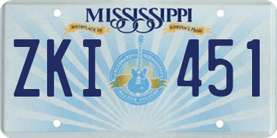 MS license plate ZKI451