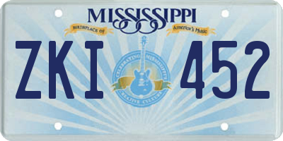 MS license plate ZKI452
