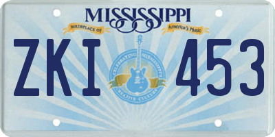 MS license plate ZKI453