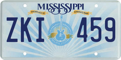 MS license plate ZKI459