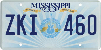 MS license plate ZKI460