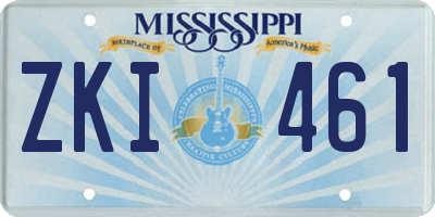 MS license plate ZKI461