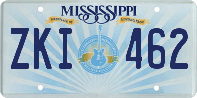 MS license plate ZKI462