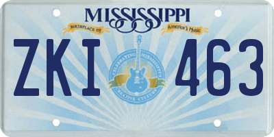 MS license plate ZKI463