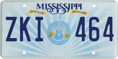 MS license plate ZKI464