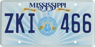 MS license plate ZKI466