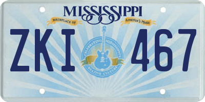 MS license plate ZKI467
