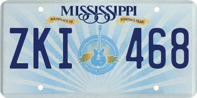 MS license plate ZKI468