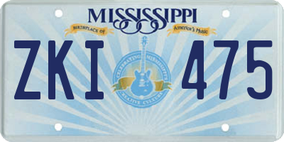 MS license plate ZKI475