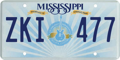 MS license plate ZKI477