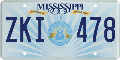 MS license plate ZKI478