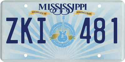 MS license plate ZKI481