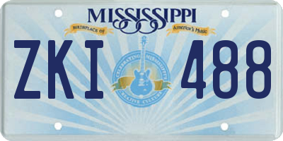 MS license plate ZKI488