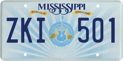 MS license plate ZKI501