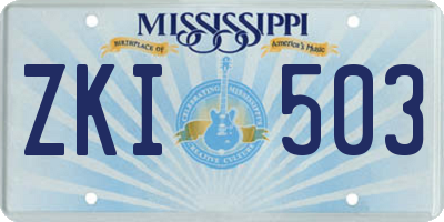 MS license plate ZKI503