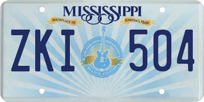 MS license plate ZKI504