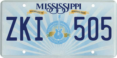 MS license plate ZKI505