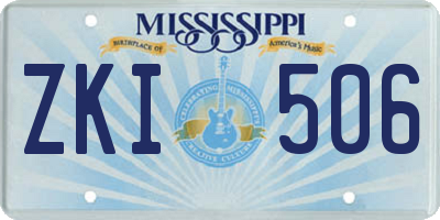 MS license plate ZKI506