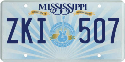 MS license plate ZKI507