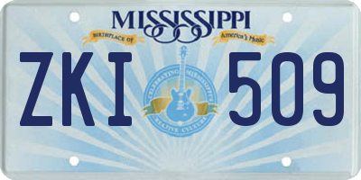 MS license plate ZKI509