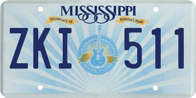 MS license plate ZKI511