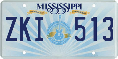 MS license plate ZKI513