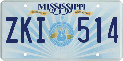 MS license plate ZKI514