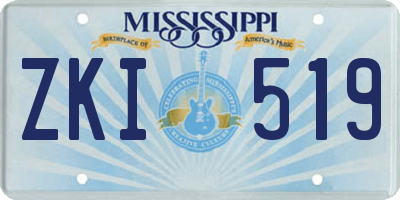 MS license plate ZKI519