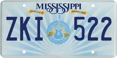 MS license plate ZKI522