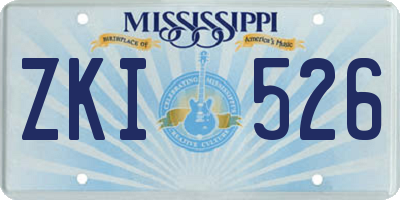 MS license plate ZKI526