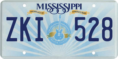 MS license plate ZKI528