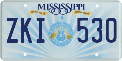 MS license plate ZKI530